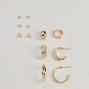 Windsor Trendy Sparkle Stud And Hoop Earrings Set Trendy Sparkle Stud And Hoop Earrings Set