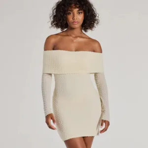 Trendy Textures Long Sleeve Mini Dress