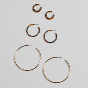 Windsor Trendy Three-Pack Tortoise Hoop Earrings Set Trendy Three-Pack Tortoise Hoop Earrings Set