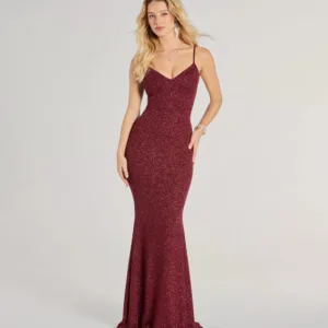 Windsor Tricia V-Neck Open Back Mermaid Glitter Formal Dress Tricia V-Neck Open Back Mermaid Glitter Formal Dress