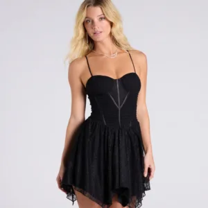 Windsor Turn On The Charm Corset Lace Skater Mini Dress Turn On The Charm Corset Lace Skater Mini Dress