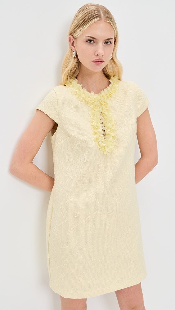 endless rose Tweed Mini Dress With Floral Trim