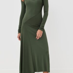 Victoria Beckham Twist Armhole Detail Midi Dress