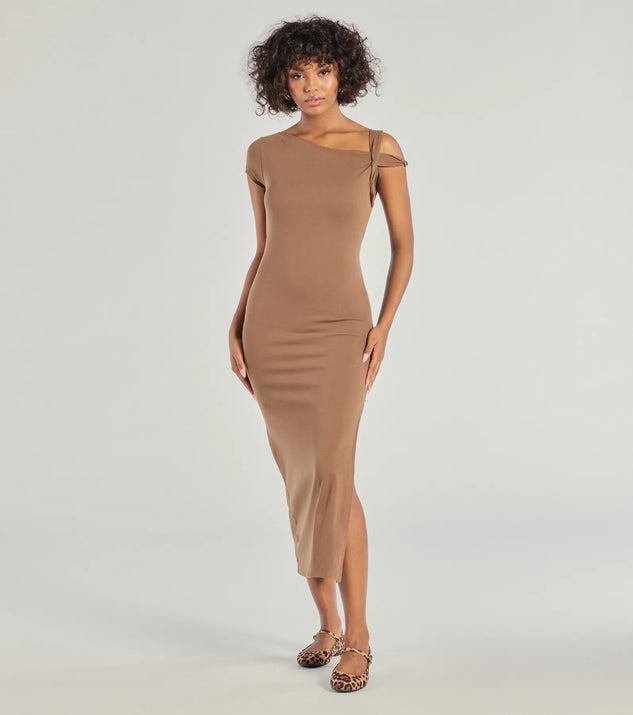 Windsor Twist Of Chic High-Slit Knit Midi Dress