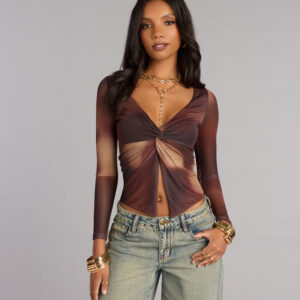 Windsor Twist of Fate Abstract Flyaway Long Sleeve Top Twist of Fate Abstract Flyaway Long Sleeve Top
