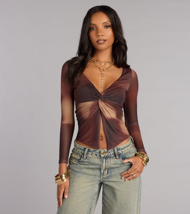 Windsor Twist of Fate Abstract Flyaway Long Sleeve Top