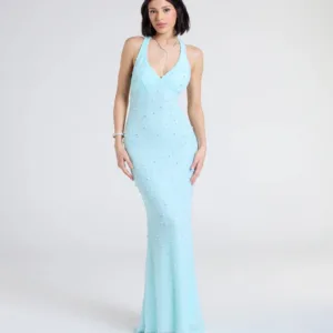 Windsor Tyra Halter Open Back Pearl Mermaid Formal Dress Tyra Halter Open Back Pearl Mermaid Formal Dress