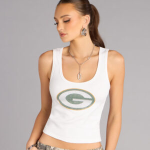 Windsor Ultra Game NFL Green Bay Packers Rhinestone Tank Top Ultra Game NFL Green Bay Packers Rhinestone Tank Top