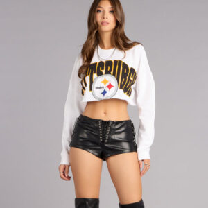 Windsor Ultra Game NFL Pittsburgh Steelers Crop Sweatshirt Ultra Game NFL Pittsburgh Steelers Crop Sweatshirt