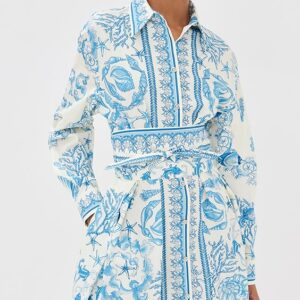 Versace Underwater Barocco Cotton Poplin Dress