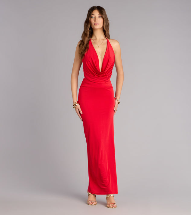 Windsor Unforgettable Entrance Plunge Neck Maxi Dress