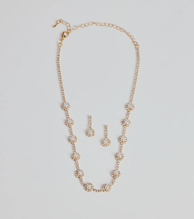 Windsor Unforgettable Faux Pearl Rhinestone Necklace And Earrings