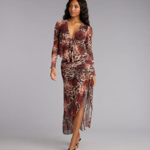 Windsor Untamed Bloom High-rise Slit Midi Skirt Untamed Bloom High-rise Slit Midi Skirt