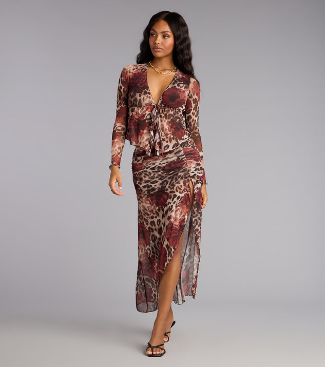 Windsor Untamed Bloom High-rise Slit Midi Skirt