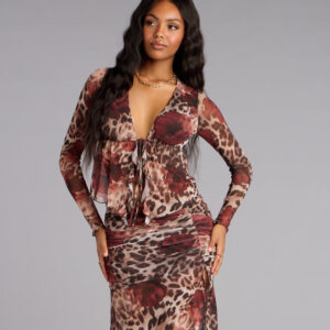 Windsor Untamed Bloom Tie-Front Crop Top Untamed Bloom Tie-Front Crop Top