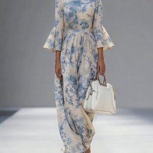 stylewe Urban Floral Bell Sleeve Printing Maxi Dress Urban Floral Bell Sleeve Printing Maxi Dress