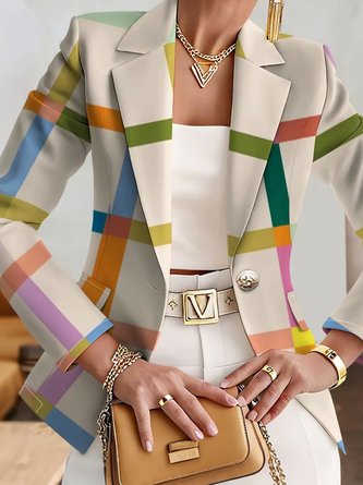 Urban Printing Plaid Lapel Collar Blazer