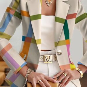 Urban Printing Plaid Lapel Collar Blazer