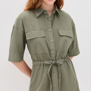 Utility Twill Mini Shirtdress