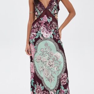 Camilla V Neck Long Bias Silk Slip Dress with Train V Neck Long Bias Silk Slip Dress with Train