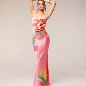 Windsor Vacation Glow Floral Satin Maxi Dress Vacation Glow Floral Satin Maxi Dress