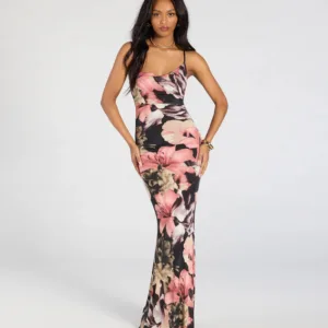 Windsor Vacay Bound Tropical Floral Ruched Knit Maxi Dress Vacay Bound Tropical Floral Ruched Knit Maxi Dress