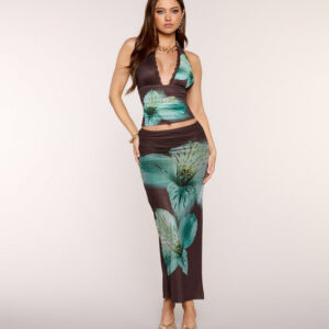 Windsor Vacay-Coded Tropical Floral Print Maxi Skirt
