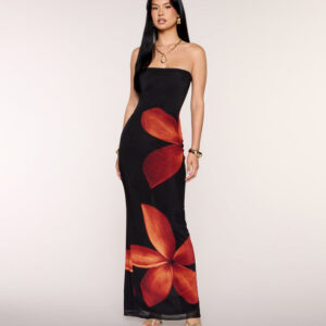 Vacay Mode Tropical Floral Maxi Tube Dress
