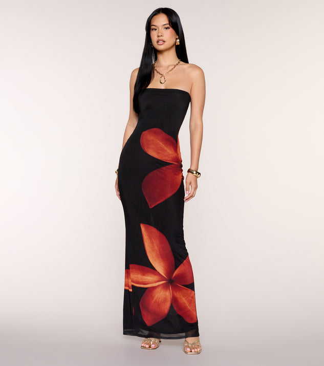Windsor Vacay Mode Tropical Floral Maxi Tube Dress