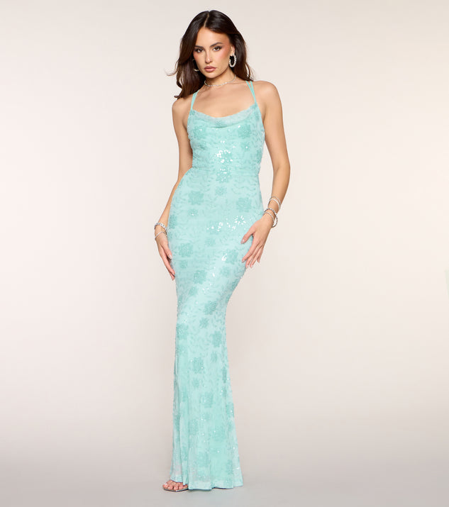 Windsor Valencia Floral Beaded Formal Dress