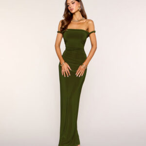 Vamp Twist Strap Off Shoulder Maxi Dress