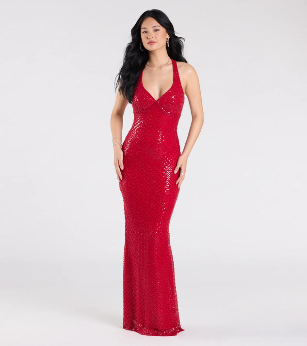 Windsor Vanessa Open Back Mermaid Sequin Formal Dress