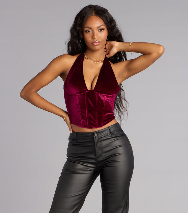 Windsor Velvet Crush Halter Bustier Top