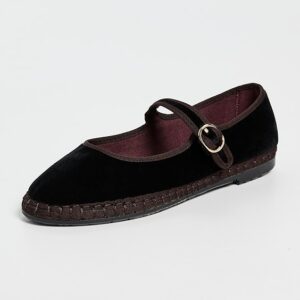 Velvet Mary Jane Flats