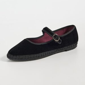 Flabelus Velvet Mary Jane Flats