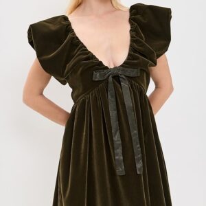 endless rose Velvet Satin Mini Bow Dress