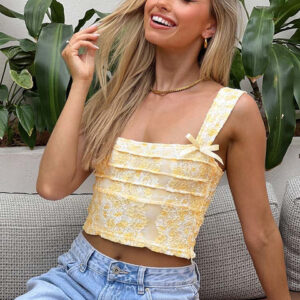 BB Exclusive Vida Yellow Lace Bow Top Vida Yellow Lace Bow Top