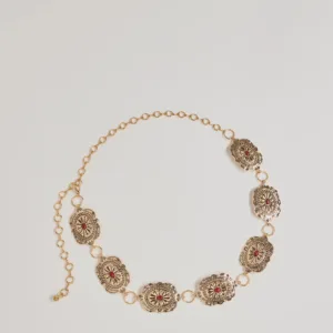Vintage Charm Gemstone Concho Chain Belt