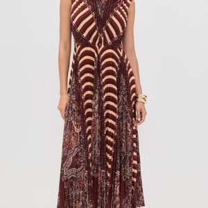 Violeta Pleated Sleeveless Midi Dress