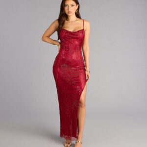 Windsor Virginia Rhinestone Fishnet Column Formal Dress Virginia Rhinestone Fishnet Column Formal Dress