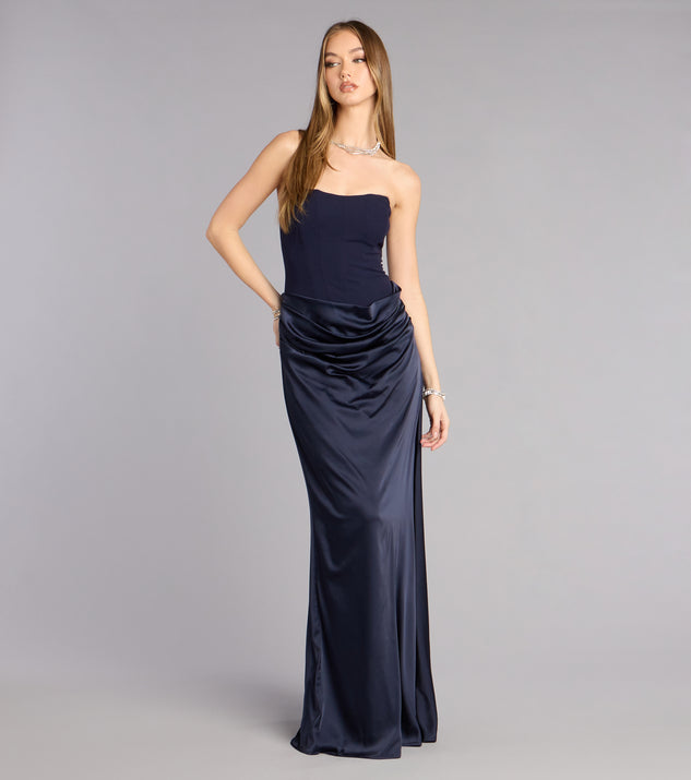 Windsor Vivienne Formal Woven Satin Pleated Dress