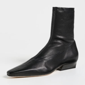 STAUD Wally Sock Flat Leather Ankle Boots