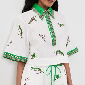 ALÉMAIS Wanda Linen Cropped Shirt