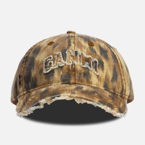 Ganni Washed Cotton Print Canvas Cap