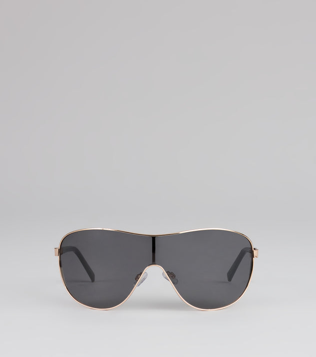 Windsor Wave Frame Oversized Shield Sunglasses