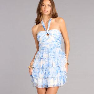 Windsor Weekend Vibe Floral Chiffon Ruffle Skater Dress Weekend Vibe Floral Chiffon Ruffle Skater Dress