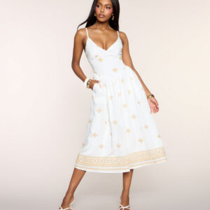 Weekend Wandering Embroidered A-Line Midi Dress