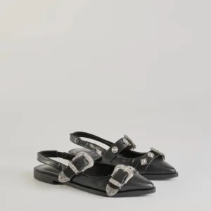 Western Flair Buckle Strap Sling-Back Flats
