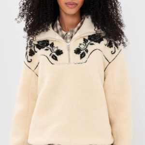 For Love & Lemons Western Floral Sherpa Sweatshirt