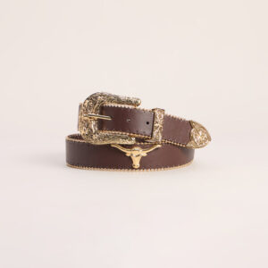 Western Statement Longhorn Faux Leather Belt